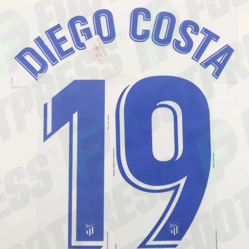 Flocado Oficial - Atlético de Madrid, Diego Costa, 2018/2019, Visitante, Azul