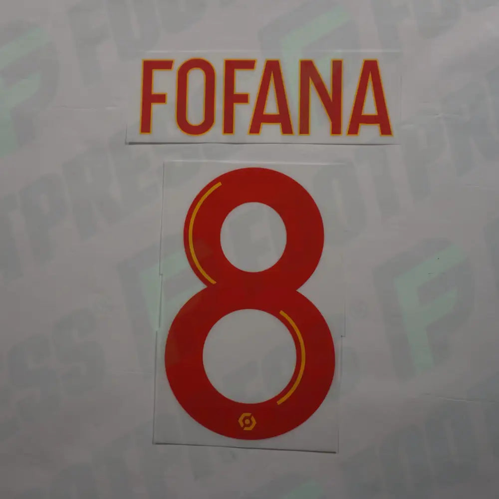 Official Nameset - RC Lens, Fofana, 2021/2022, Home, Red / Yellow