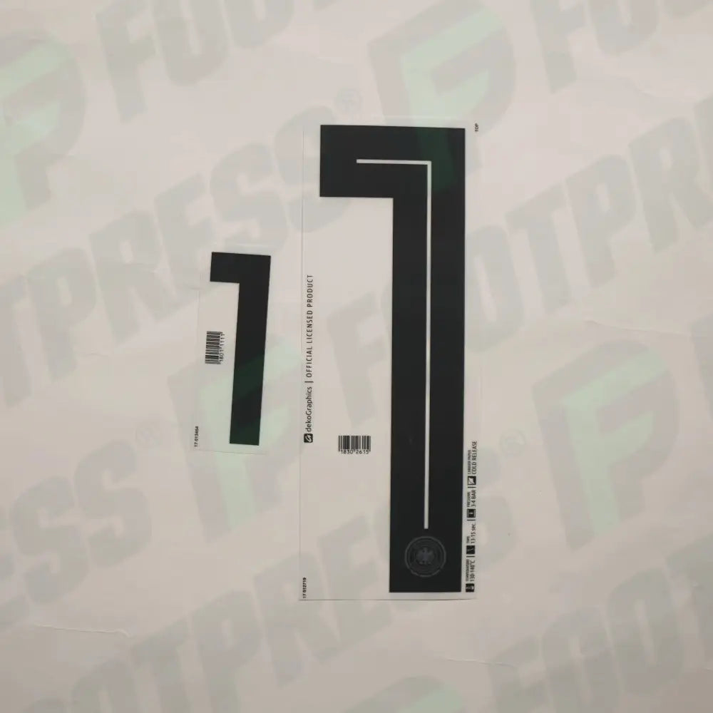 Official Flocking - Germany, Large Number 1 + Small Number 1, 2018, Home, Black