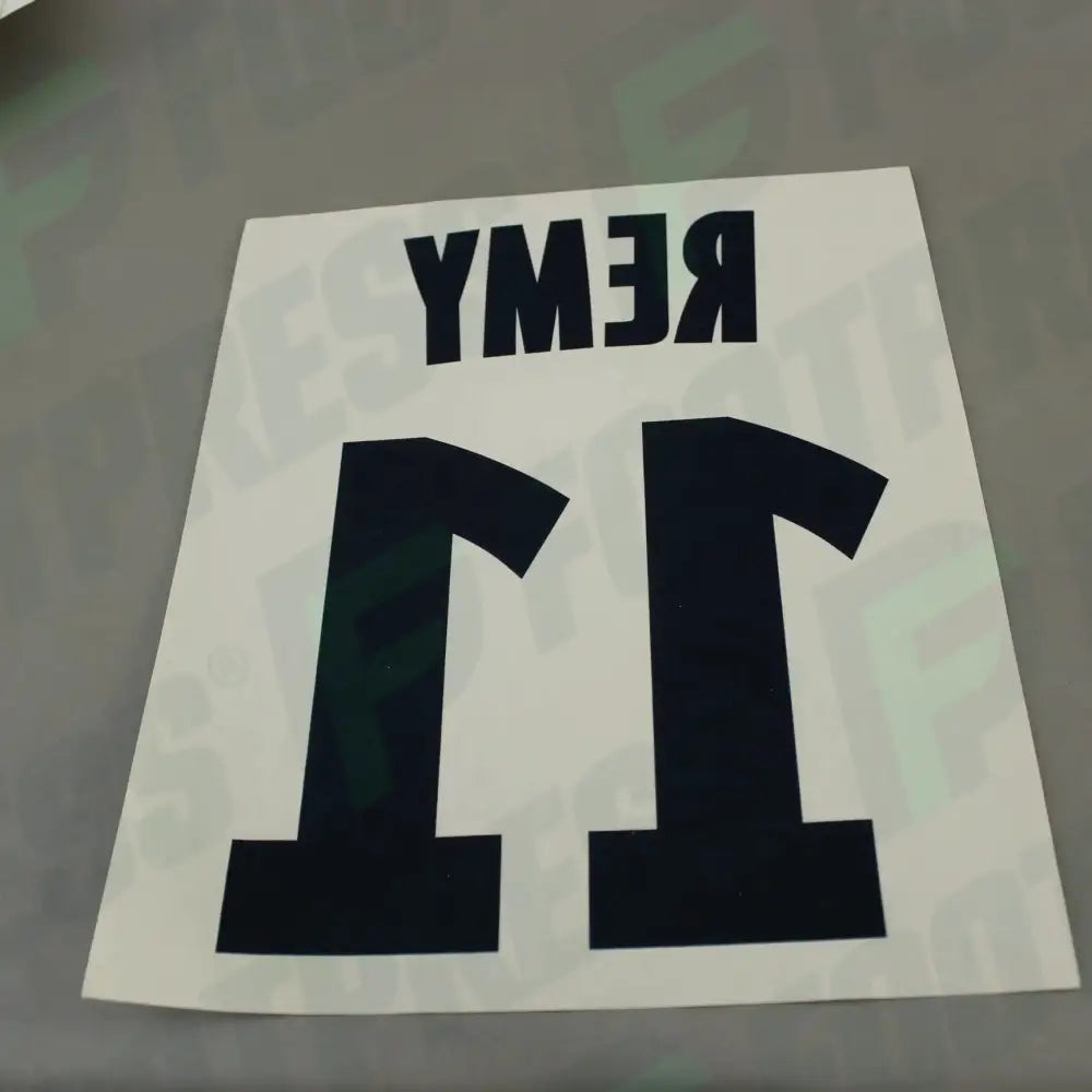 Flocado oficial - Olympique de Marseille, Rémy, 2010/2011, Segunda, Blanco/Azul oscuro (OM)