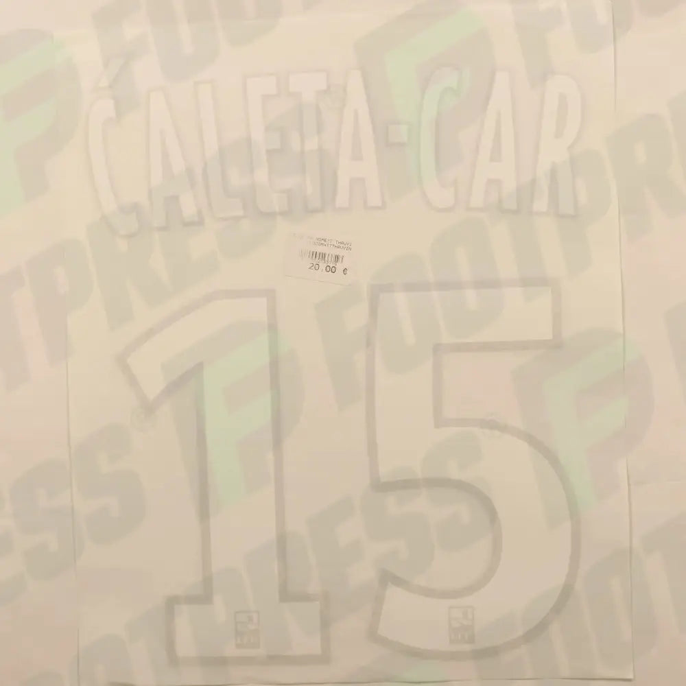 Official Nameset - Olympique de Marseille, Caleta-Car, 2018/2019, Away, White/Gold (OM)