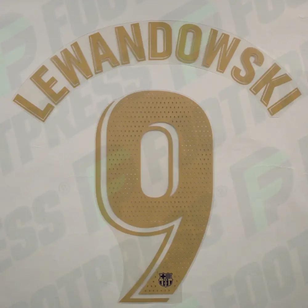 Flocage Officiel - FC Barcelone, Lewandowski, 2022/2023, Home, Doré