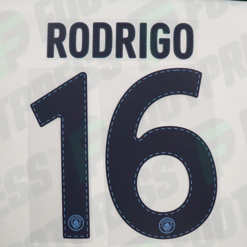Flocado oficial - Manchester City, Rodri, 2022/2023, Home Europe, Azul