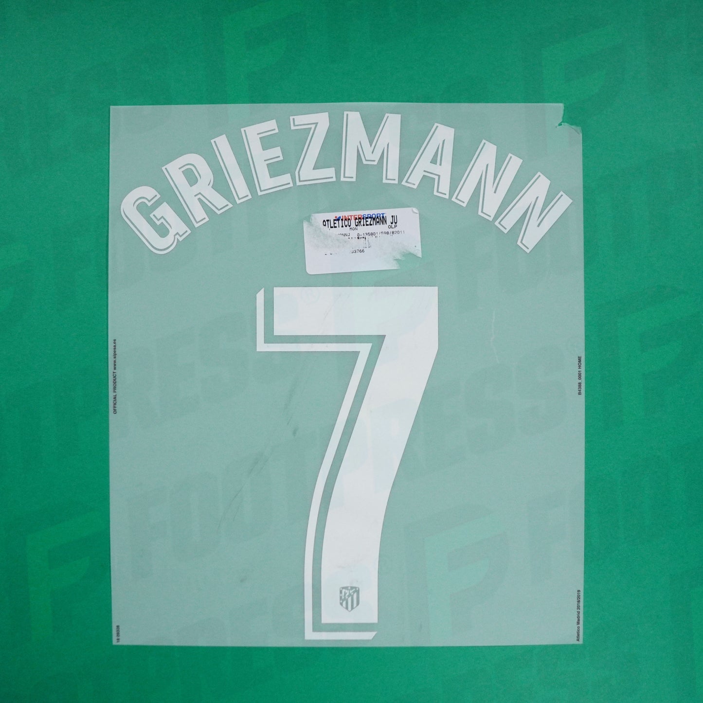 Flocage Officiel - Atletico Madrid ENFANT, Griezmann, 2018/2019, Home JUNIOR, Blanc