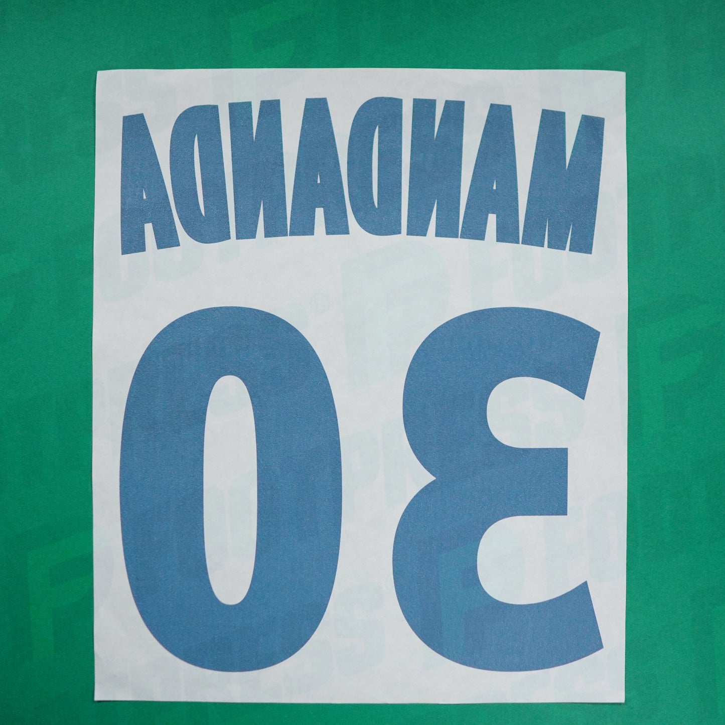 Flocado oficial - Olympique de Marseille, Mandanda, 2013/2014, Segunda, Blanco/Blanco azul (OM)