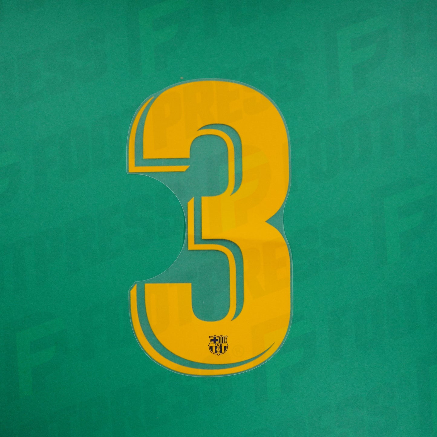 Official Flocking - FC Barcelona, Large Number 3, Home, Yellow