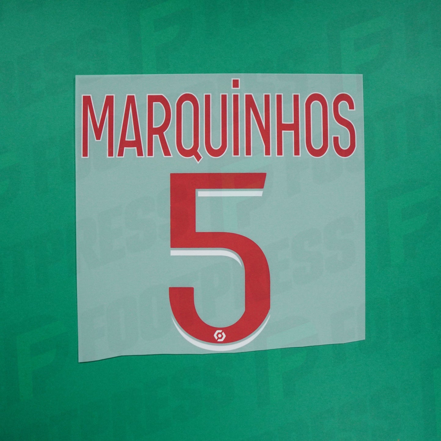 Flocage Officiel - Paris Saint-Germain ENFANT, Marquinhos Manque le ooredoo, 2020/2021, Home JUNIOR, Rouge