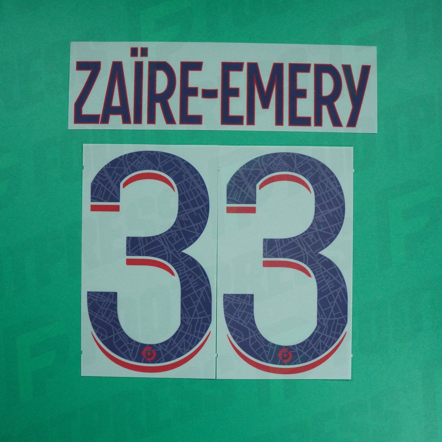 Flocage Officiel - Paris Saint-Germain, Zaïre-Emery, 2023/2024, Away, Bleu/Rouge