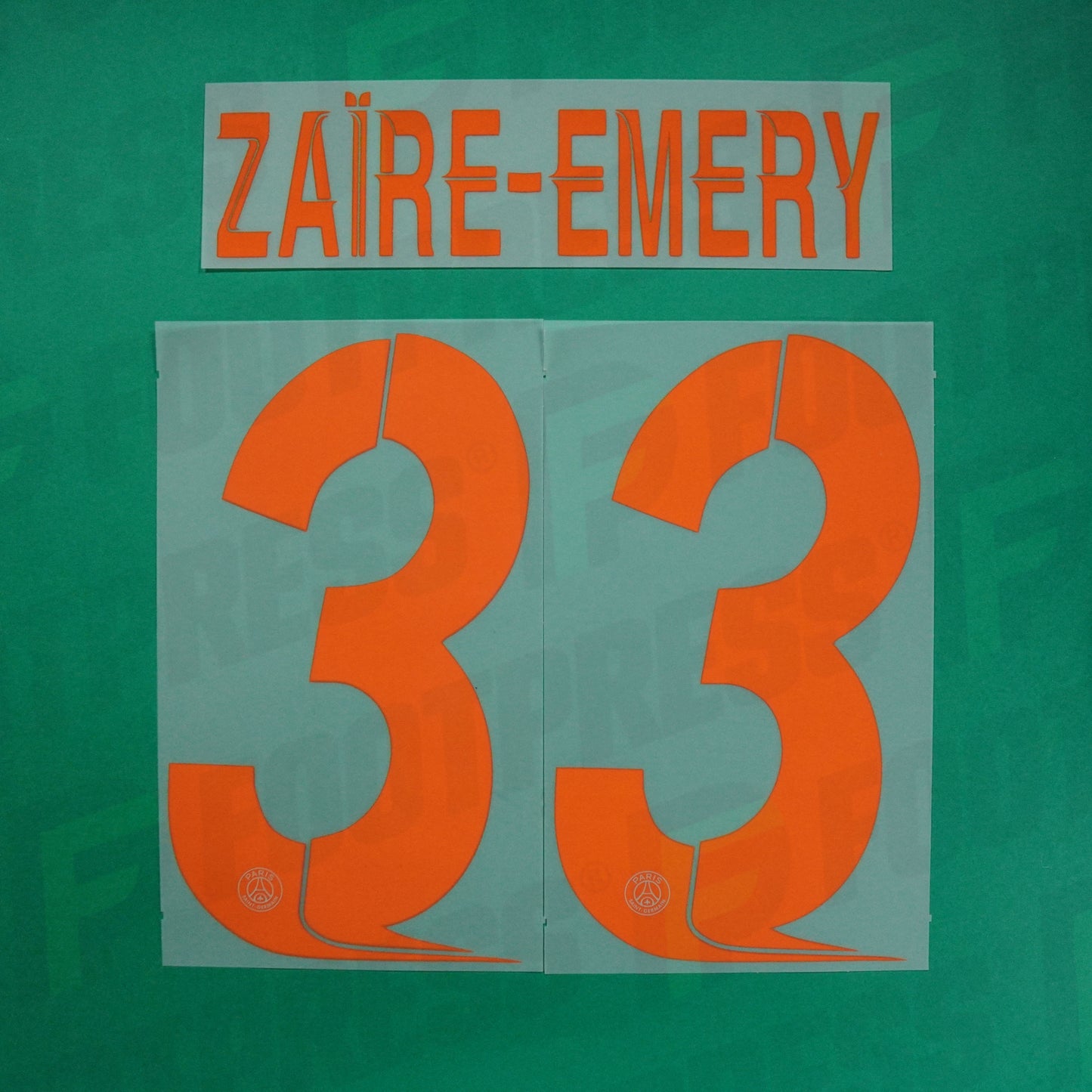Flocage Officiel - Paris Saint-Germain, Zaïre-Emery, 2023/2024, Third LDC, Orange/Argenté