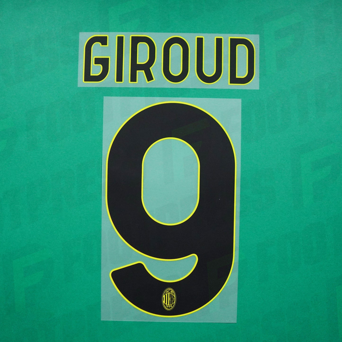 Flocage Officiel - AC Milan, Giroud, 2021/2022, Third, Noir/Jaune Fluo