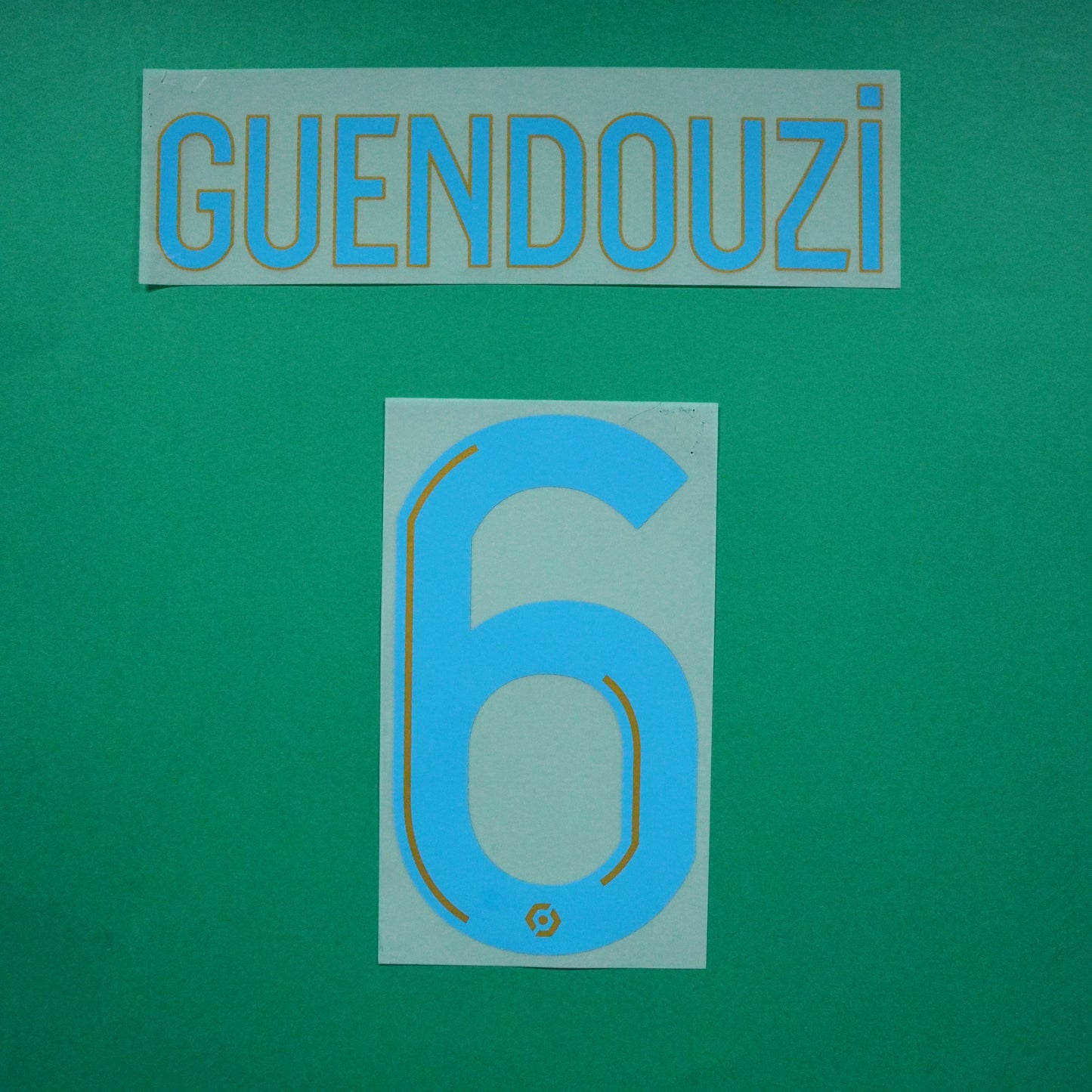 Flocage Officiel - Olympique de Marseille, Guendouzi, 2021/2022, Home, Bleu clair/Doré