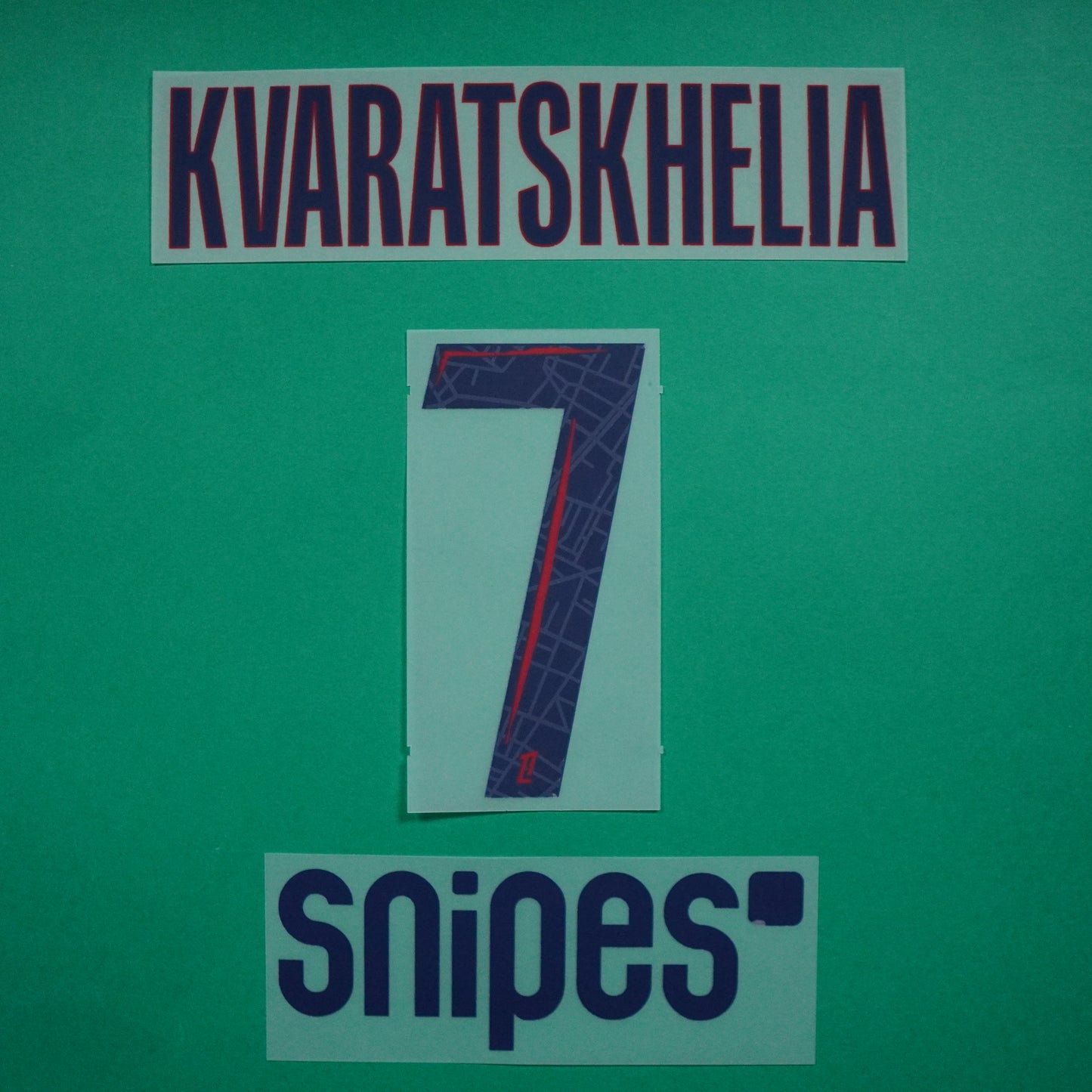 Flocage Officiel, Paris Saint-Germain ENFANT, Kvaratskhelia, 2024/2025, Away Junior + Snipes, Bleu/Rouge