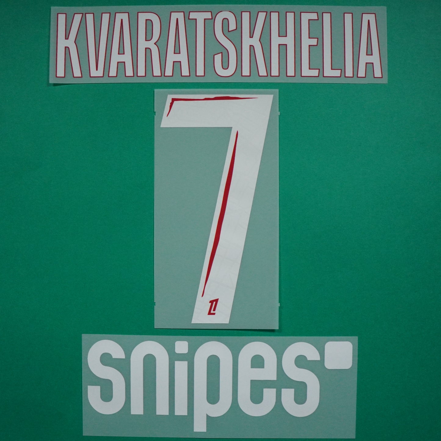 Flocage Officiel, Paris Saint-Germain, Kvaratskhelia, 2024/2025, Home + Snipes, Blanc/Rouge