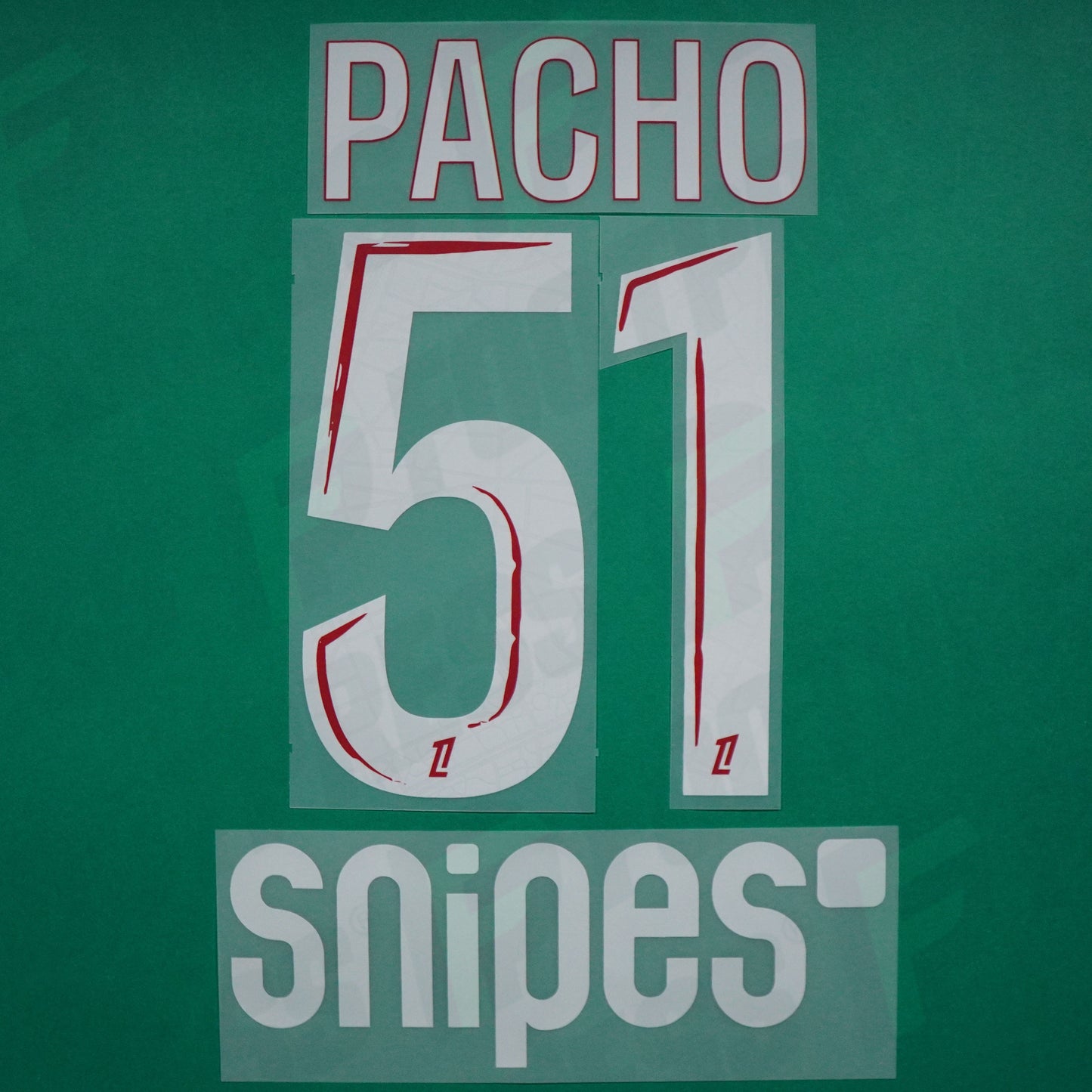 Flocage Officiel, Paris Saint-Germain, Pacho, 2024/2025, Home + Snipes, Blanc/Rouge