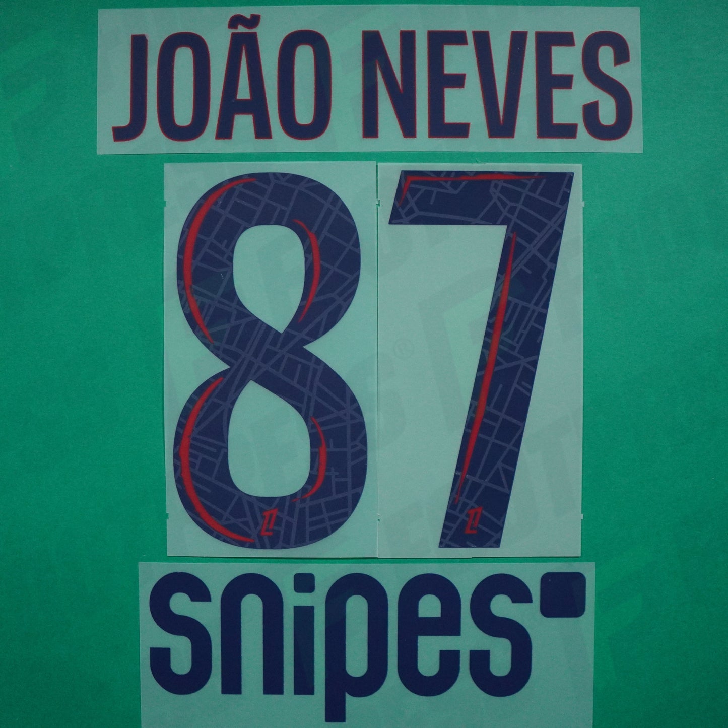 Flocage Officiel, Paris Saint-Germain, João Neves, 2024/2025, Away + Snipes, Bleu/Rouge