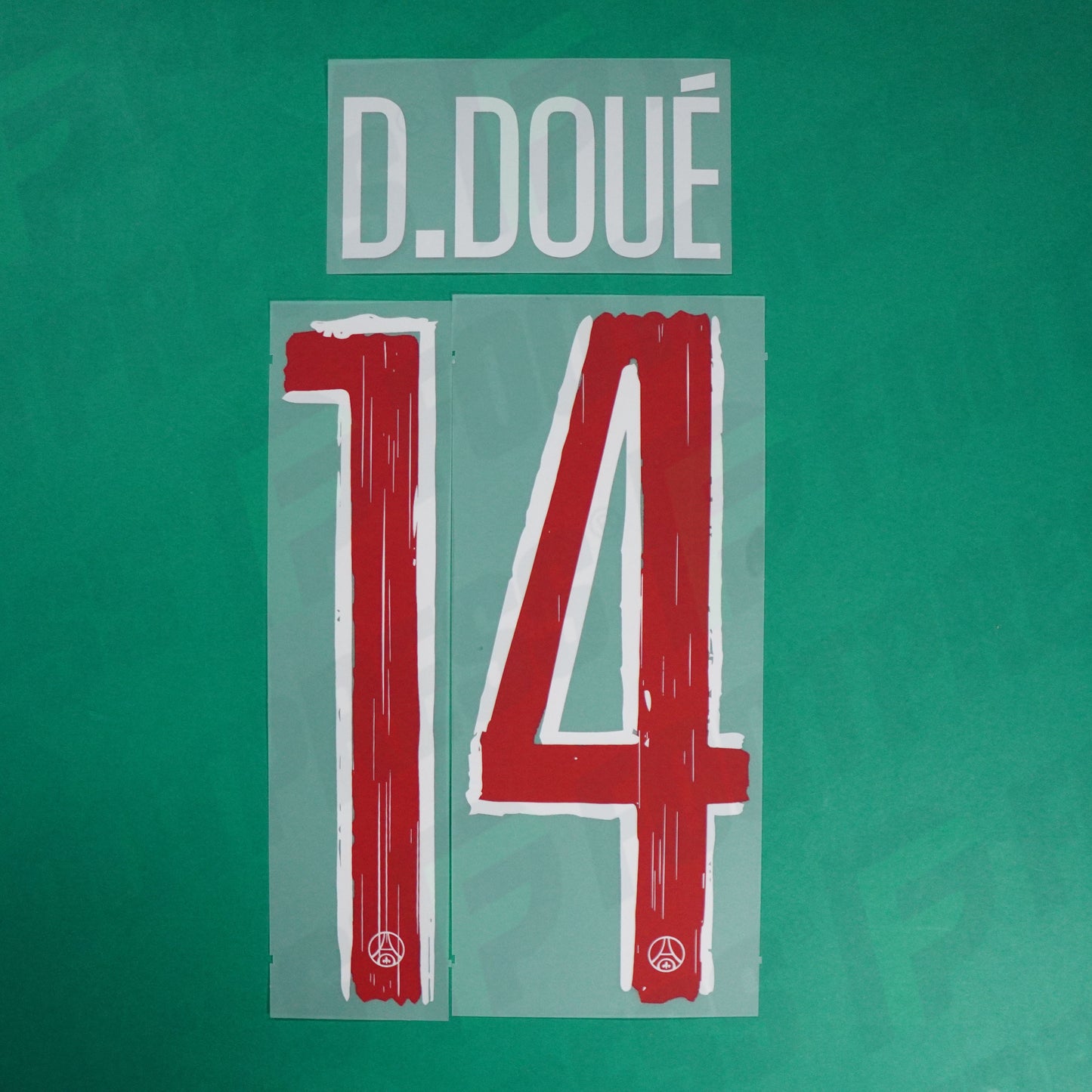 Flocage Officiel, Paris Saint-Germain, Désiré Doué, 2024/2025, Home LDC, Blanc/Rouge