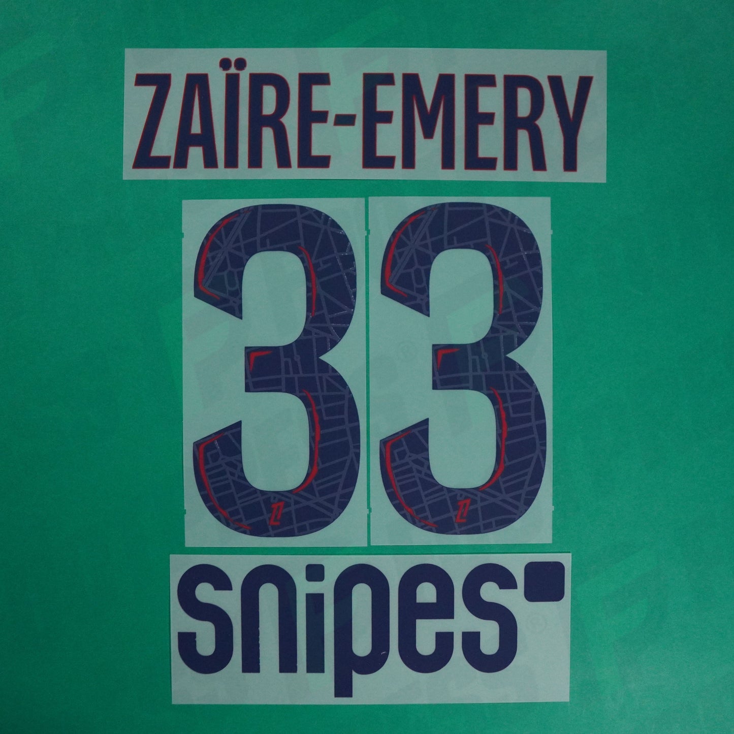 Flocage Officiel - Paris Saint-Germain, Zaïre-Emery, 2024/2025, Away + Snipes, Bleu/Rouge