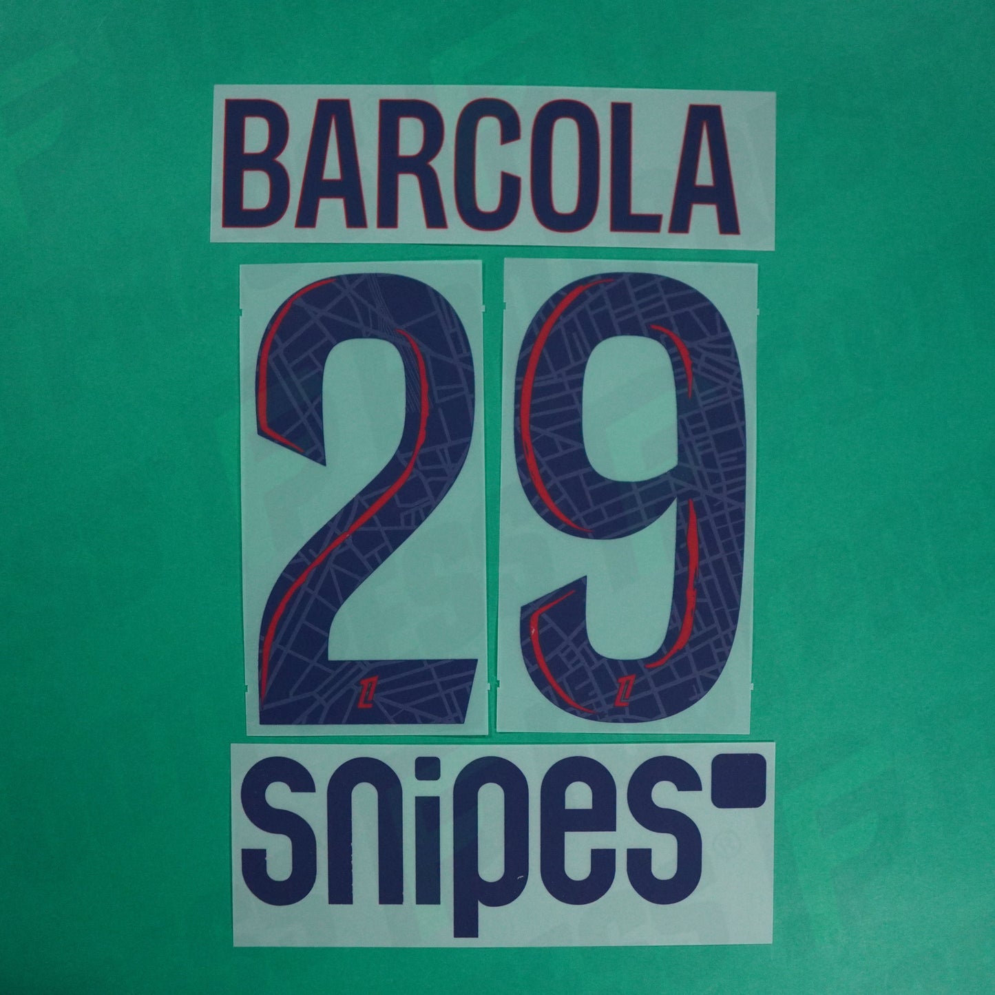 Flocage Officiel - Paris Saint-Germain, Barcola, 2024/2025, Away + Snipes, Bleu/Rouge