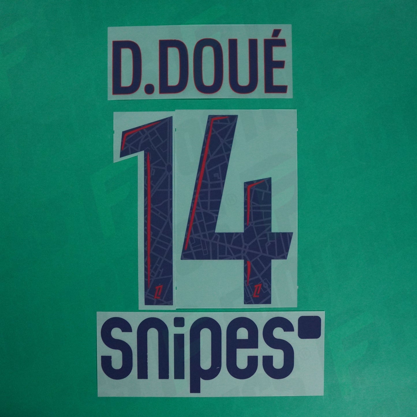 Flocage Officiel, Paris Saint-Germain, Désiré Doué, 2024/2025, Away + Snipes, Bleu/Rouge