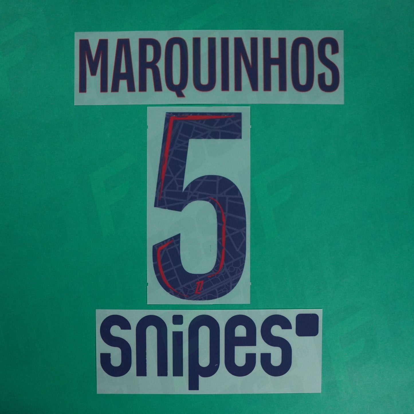 Flocage Officiel - Paris Saint-Germain, Marquinhos, 2024/2025, Away + Snipes, Bleu/Rouge