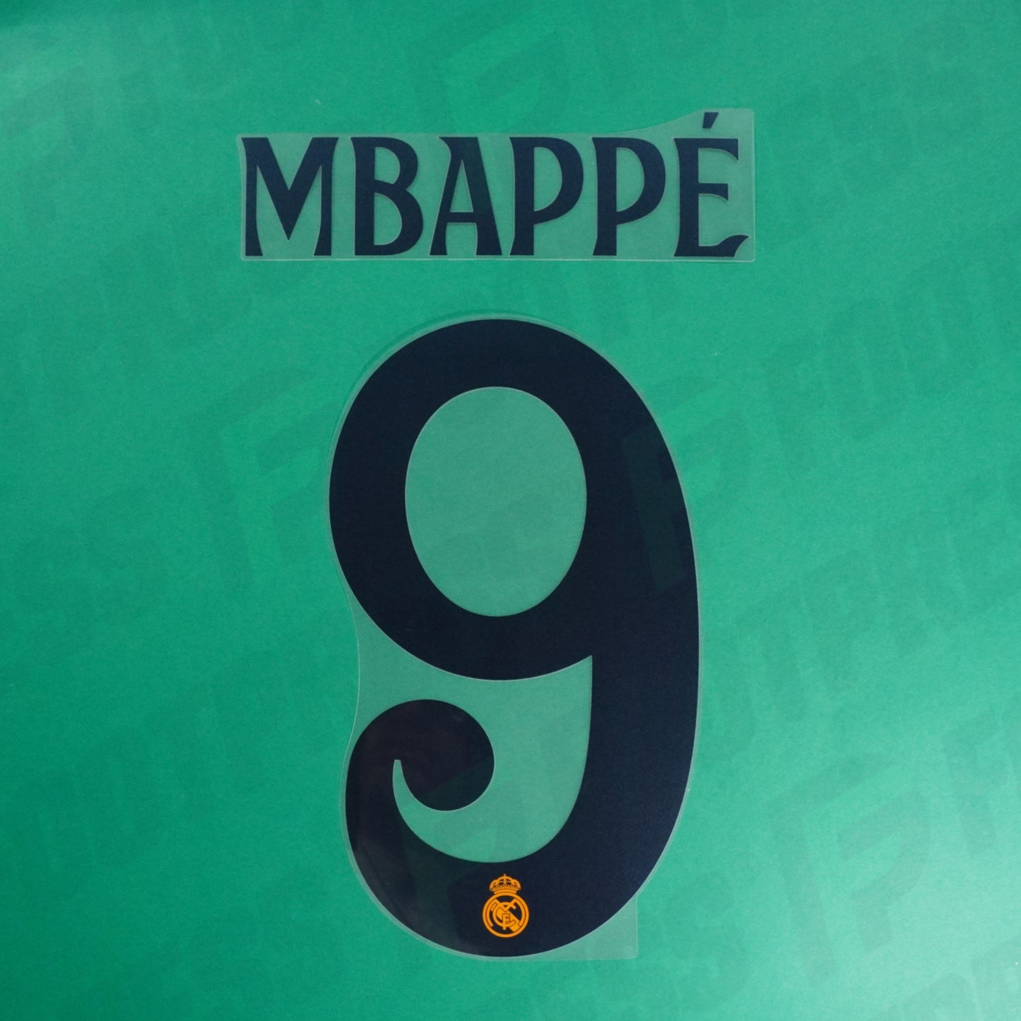 Flocage Officiel - Real Madrid, Mbappé, 2024/2025, Away, Bleu pailleté/Orange