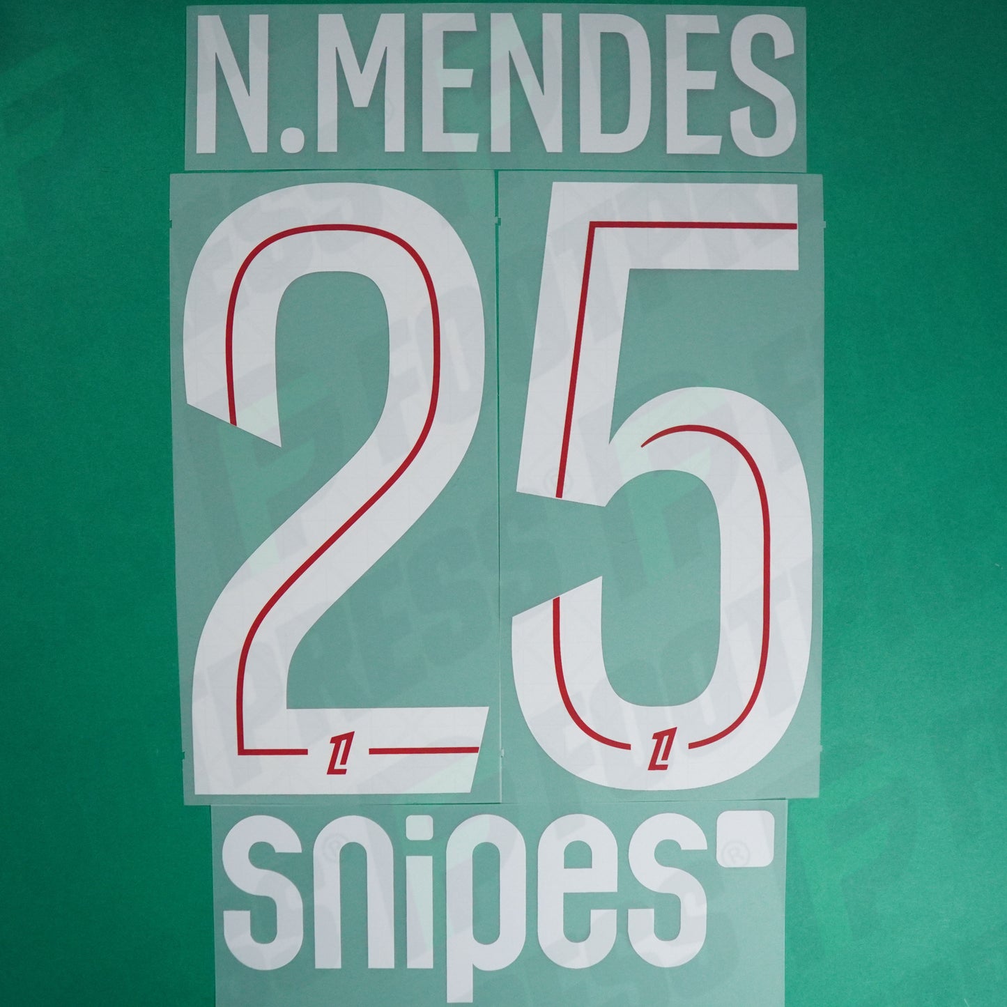 Flocage Officiel - Paris Saint-Germain, Nuno Mendes, 2025/2026, Home + Snipes, Blanc/Rouge