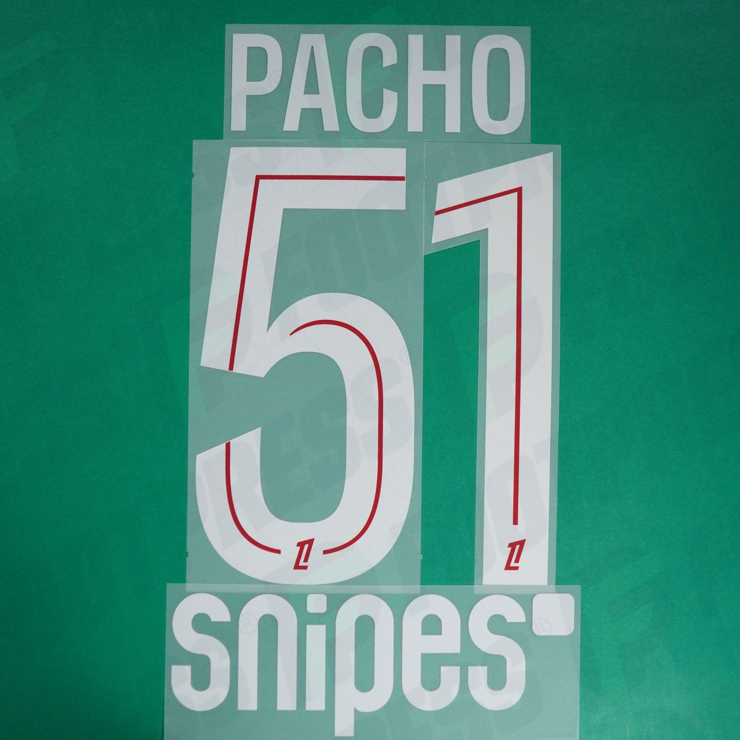 Flocage Officiel - Paris Saint-Germain, Pacho, 2025/2026, Home + Snipes, Blanc/Rouge