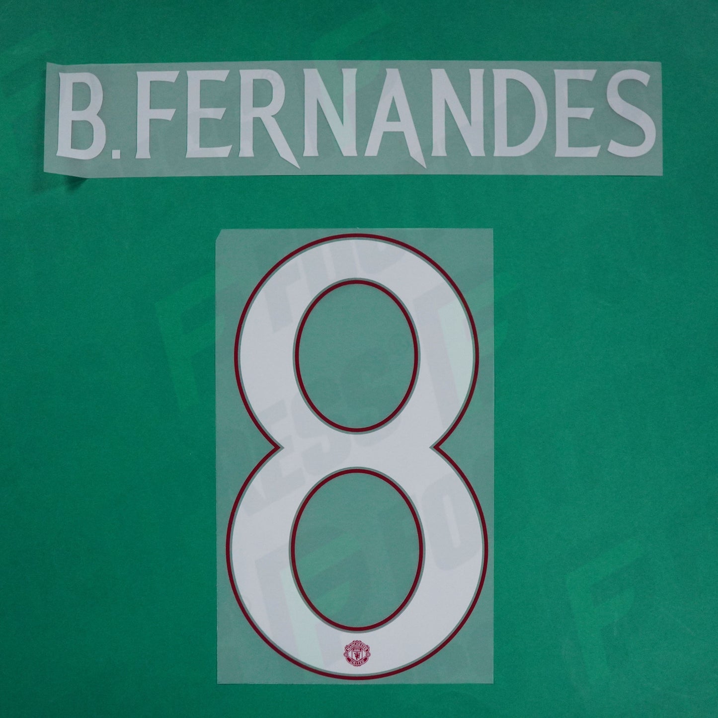 Flocage Officiel - Manchester United, Bruno Fernandes, 2023/2024, Away Europe, Blanc/Rouge