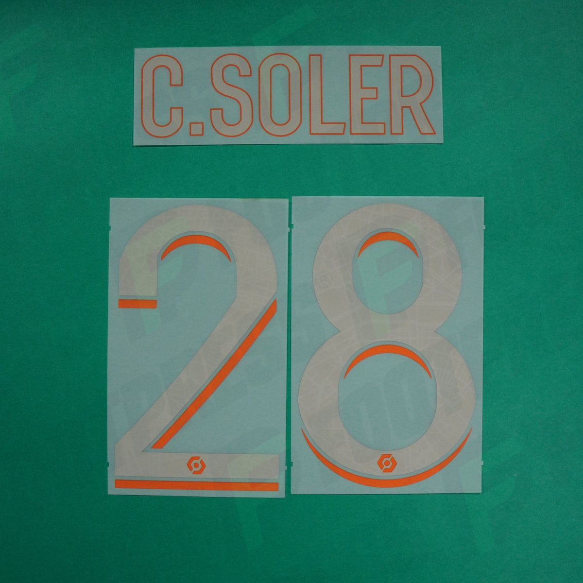 Flocage Officiel - Paris Saint-Germain, Carlos Soler, 2023/2024, Third, Argenté/Orange