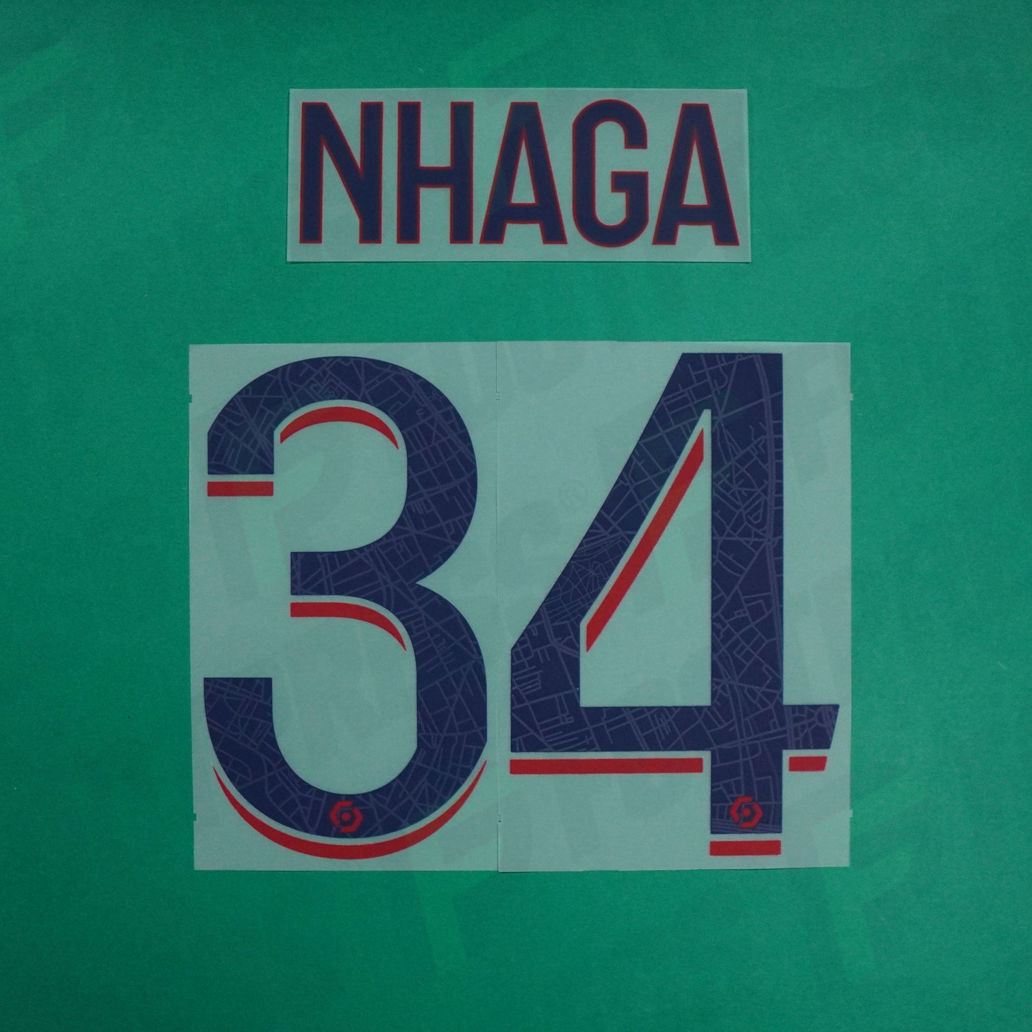 Flocage Officiel - Paris Saint-Germain, Nhaga, 2023/2024, Away, Bleu/Rouge