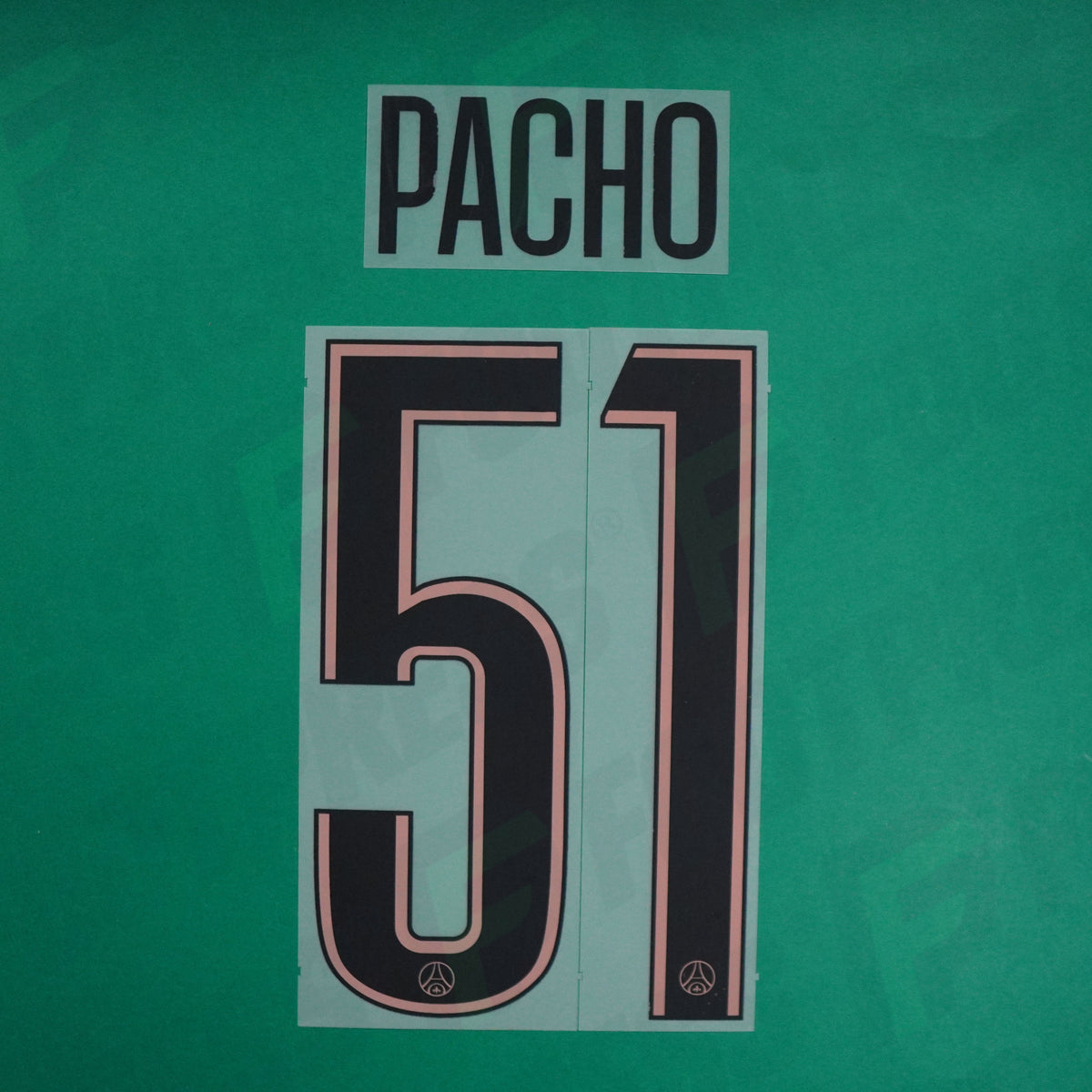 Flocage Officiel - Paris Saint-Germain, Pacho, 2024/2025, Third LDC, Noir/Rose