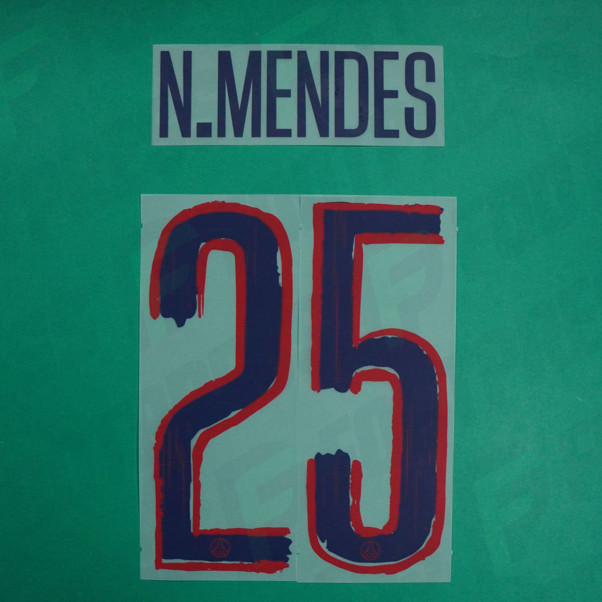 Flocage Officiel - Paris Saint-Germain, Nuno Mendes, 2024/2025, Away LDC, Bleu/Rouge