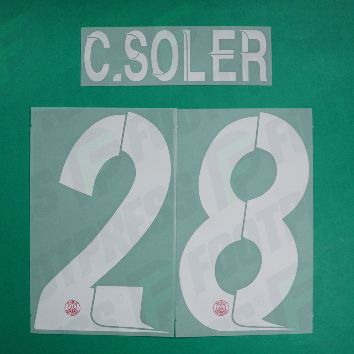Flocage Officiel - Paris Saint-Germain, Carlos Soler, 2023/2024, Home LDC, Blanc/Rouge