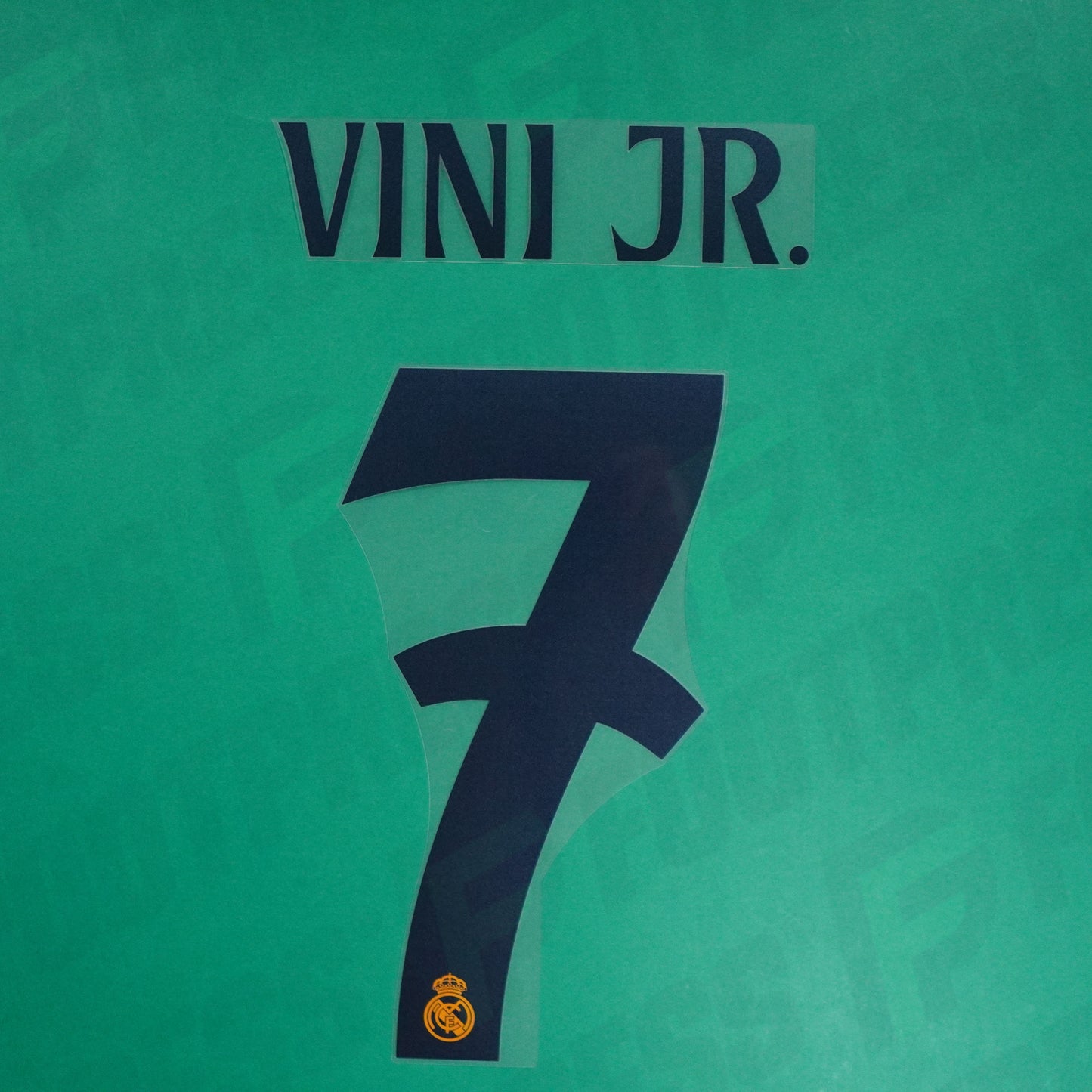 Flocage Officiel - Real Madrid, Vinicius JR, 2024/2025, Away, Bleu pailleté/Orange