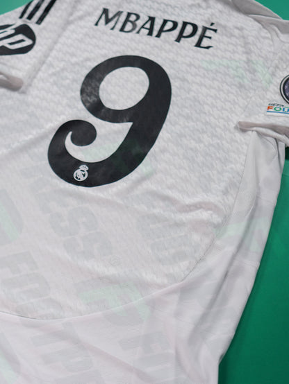 Maillot Officiel - Real Madrid, 2024/2025, Home, Player Boutique, (L), Flocage Mbappé, Patchs Champions League Titleholder 15 + Foundation, BNWT