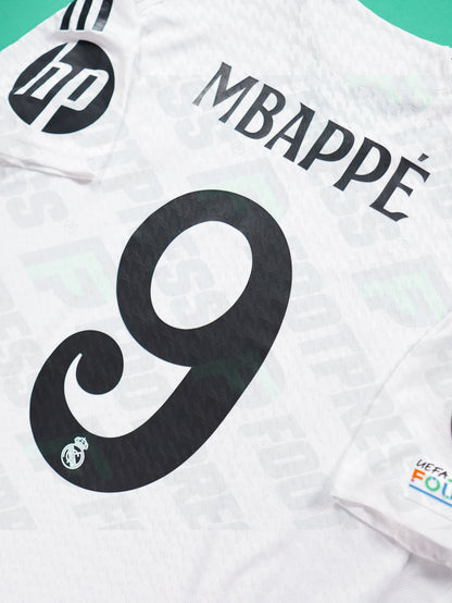 Maillot Officiel - Real Madrid, 2024/2025, Home, Player Boutique, (XL), Flocage Mbappé, Patchs Champions League Titleholder 15 + Foundation, BNWT