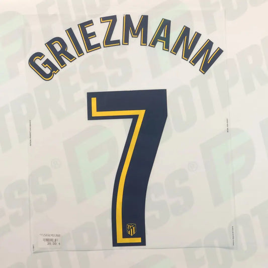 Flocado Oficial - Atlético de Madrid, Griezmann, 2017/2018, Visitante, Azul/Naranja