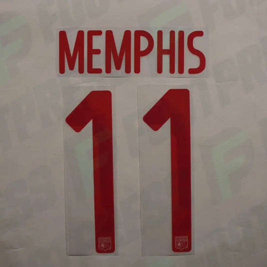 Official Nameset - Olympique Lyonnais, Memphis, 2017/2018, Home, Red (OL)