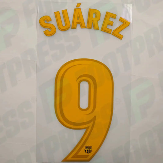 Flocado Oficial - FC Barcelona, ​​Suarez, 2017/2018, Local, Amarillo