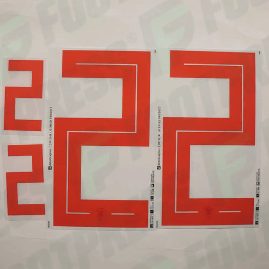 Rebaño Oficial - España, Números Grandes 22 + Números Pequeños 22, 2018, Visitante, Rojo