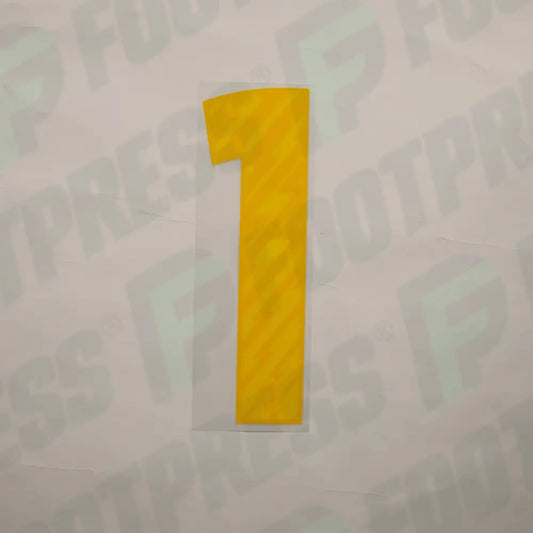 Flocado Oficial - FC Barcelona, ​​Número Grande 1, 2010/2011, Local, Amarillo