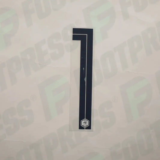 Flocado oficial - Francia 2 estrellas, Número 1 grande, 2018, Visitante, Azul