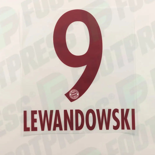 Flocado oficial - Bayern Munich, Lewandowski, 2014/2015, Visitante, Burdeos