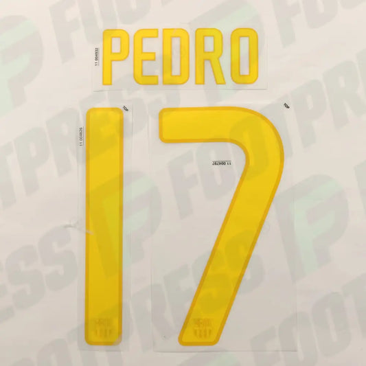Flocado Oficial - FC Barcelona, ​​Pedro, 2011/2012, Local, Naranja