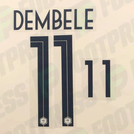 Flocado oficial - Francia, Dembele, 2 estrellas, Mundial 2018, Visitante, Azul