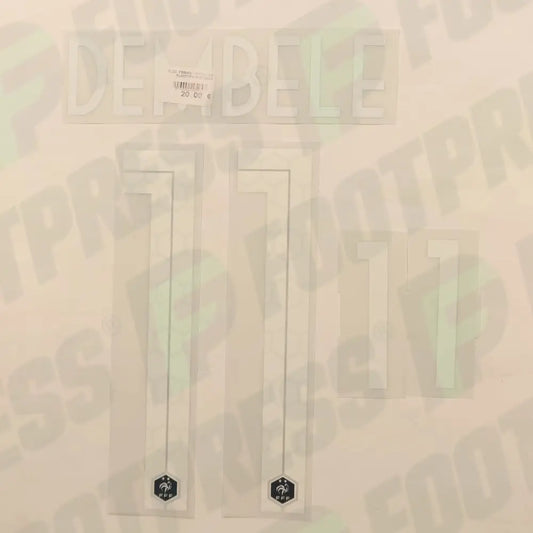 Flocado oficial - Francia, Dembele, 2 estrellas, Mundial 2018, Local, Blanco