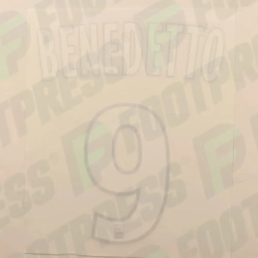 Official Nameset - Olympique de Marseille, Benedetto, 2019/2020, Away, White/Black (OM)