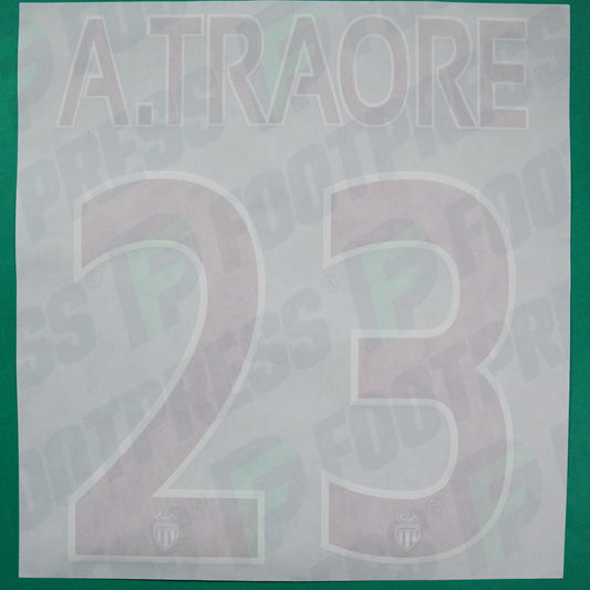 Flocage Officiel - AS Monaco, A.Traoré, 2015/2016, Third, Rouge/Blanc