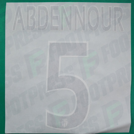 Flocage Officiel - AS Monaco, Abdennour, 2014/2015 /2015/2016, Home Europe Petit Logo, Noir/Blanc