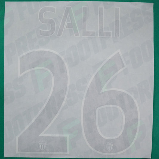 Flocage Officiel - AS Monaco, Salli, 2014/2015 /2015/2016, Home Europe Petit Logo, Noir/Blanc